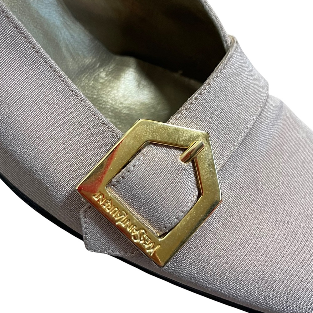 Yves Saint Laurent YSL buckle square toe block heel pumps size 7 vintage - Picture 6 of 8